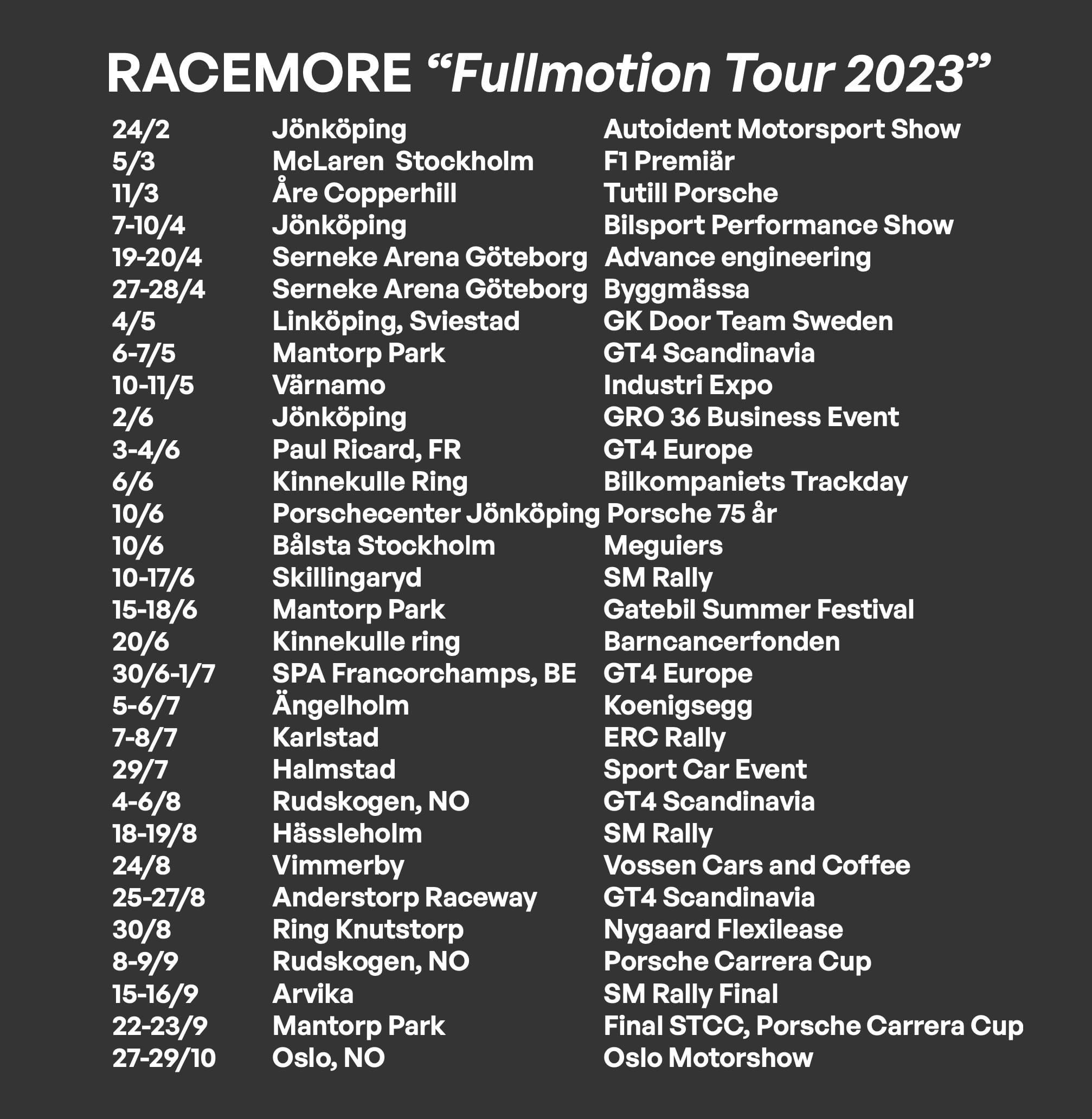RACEMORE ”Fullmotion Tour 2023″
