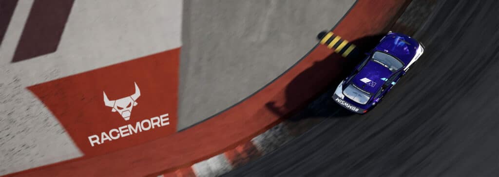 BMW race car in assetto corsa from above